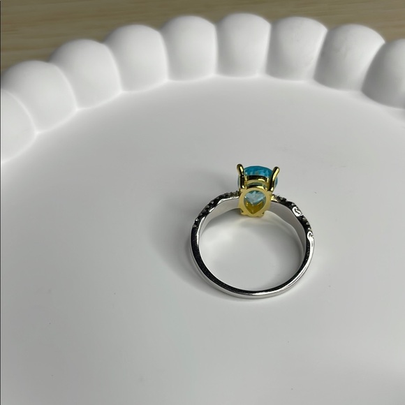 S925 Elegant Blue and Silver Ring aquamarine - Picture 7 of 8